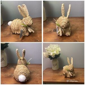 NWT- Adorable Hand Woven Bunny Decoration w/ Bows